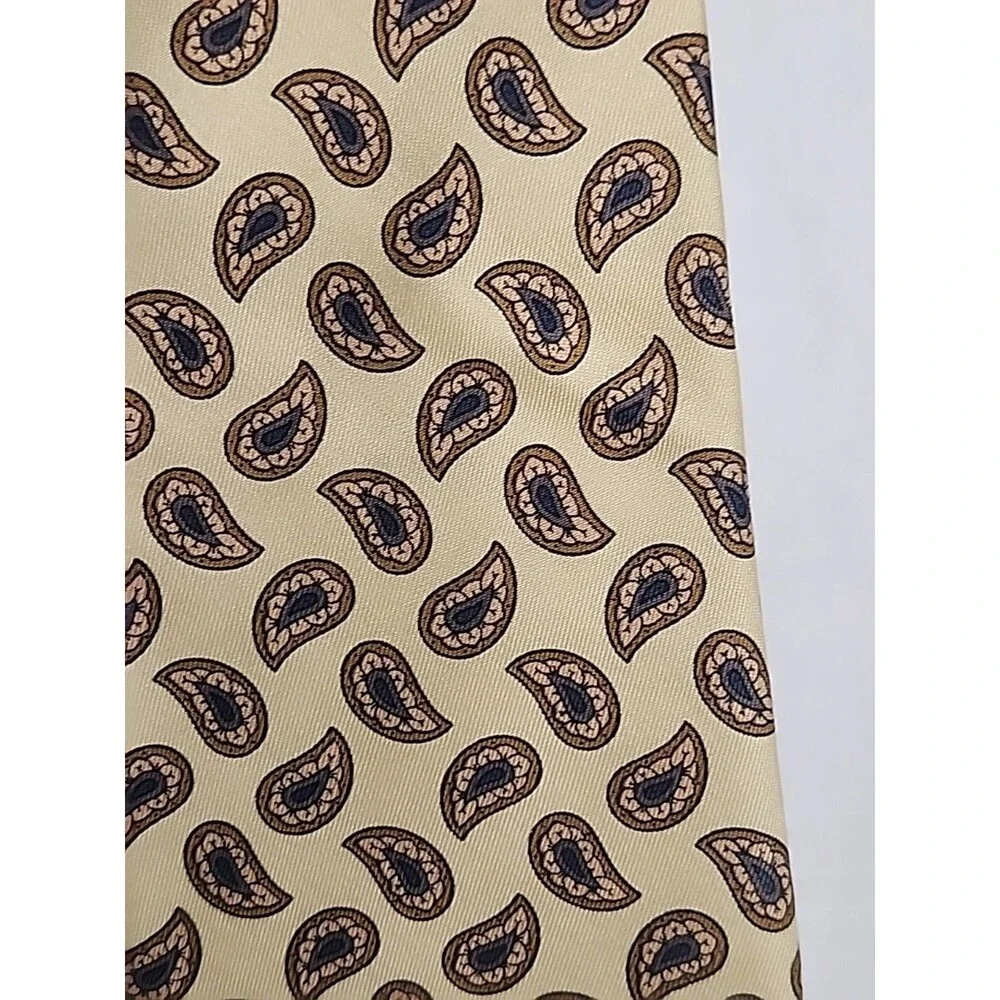 Vintage Liberty Of London 100% Cotton Tie Luxury Floral Paisley Yellow Designer
